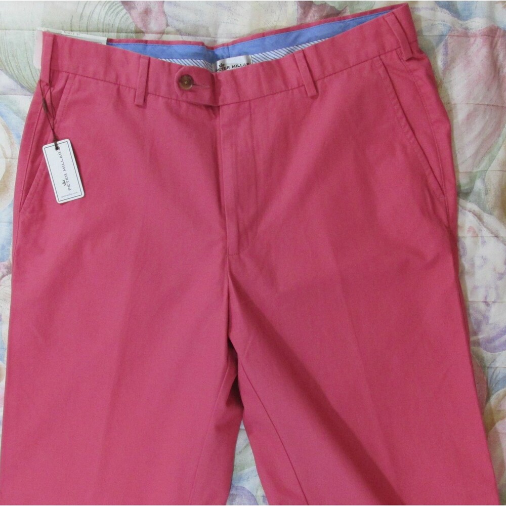 Peter Millar Trouser 32 x 36 Lightweight Twill Chino Pants Cape Red - MS17B85